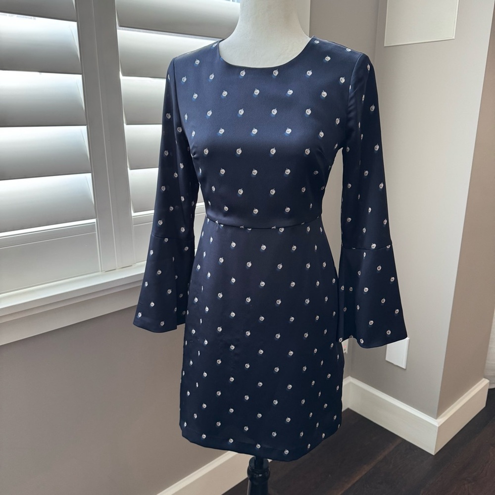 Banana Republic Navy Dress with White Dot Print